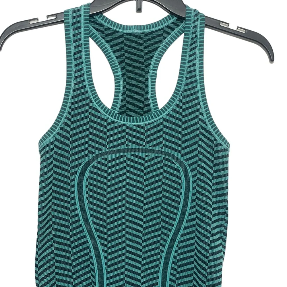 Lululemon 2 Aqua Striped‎ Razorback Tank, Soft